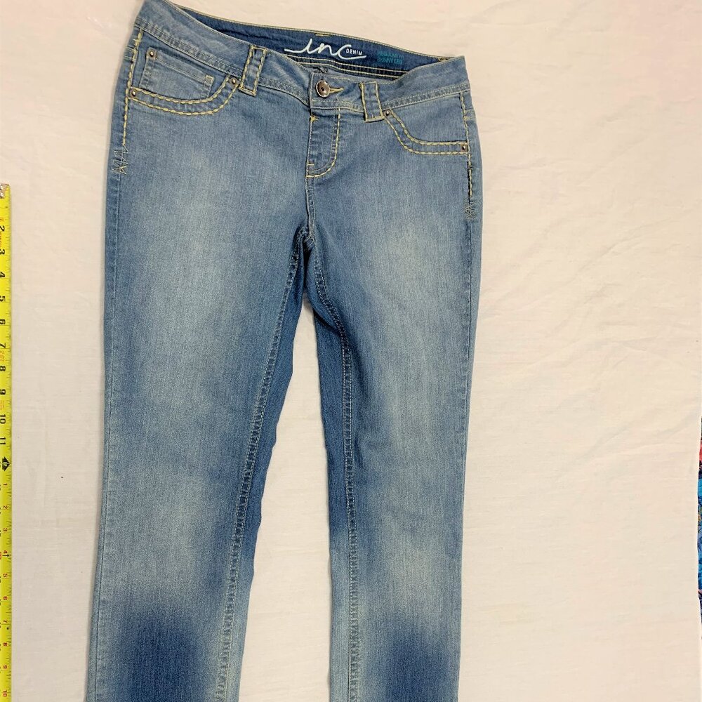🐢🐢🐢 INC DENIM REGULAR FIT SKINNY LEG JEANS SIZE M 🐢🐢🐢